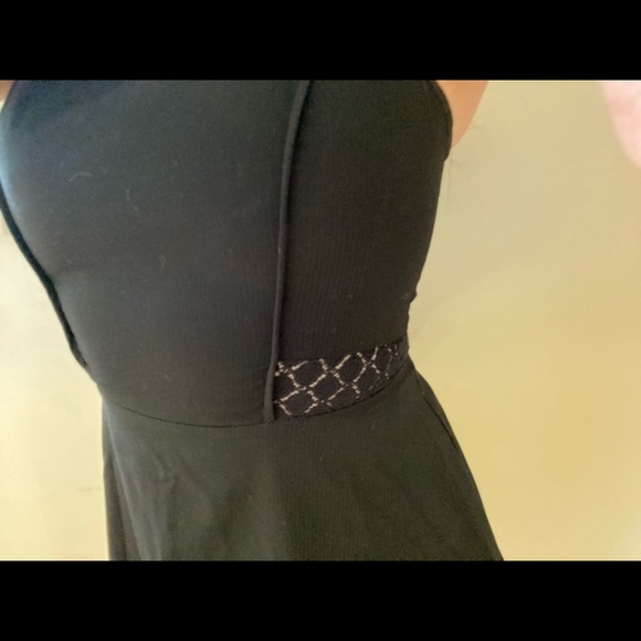 Little Black Dress M Lace Cut Out Tank Midi Moto Zipper Back LBD Mini Party S M - Picture 4 of 11